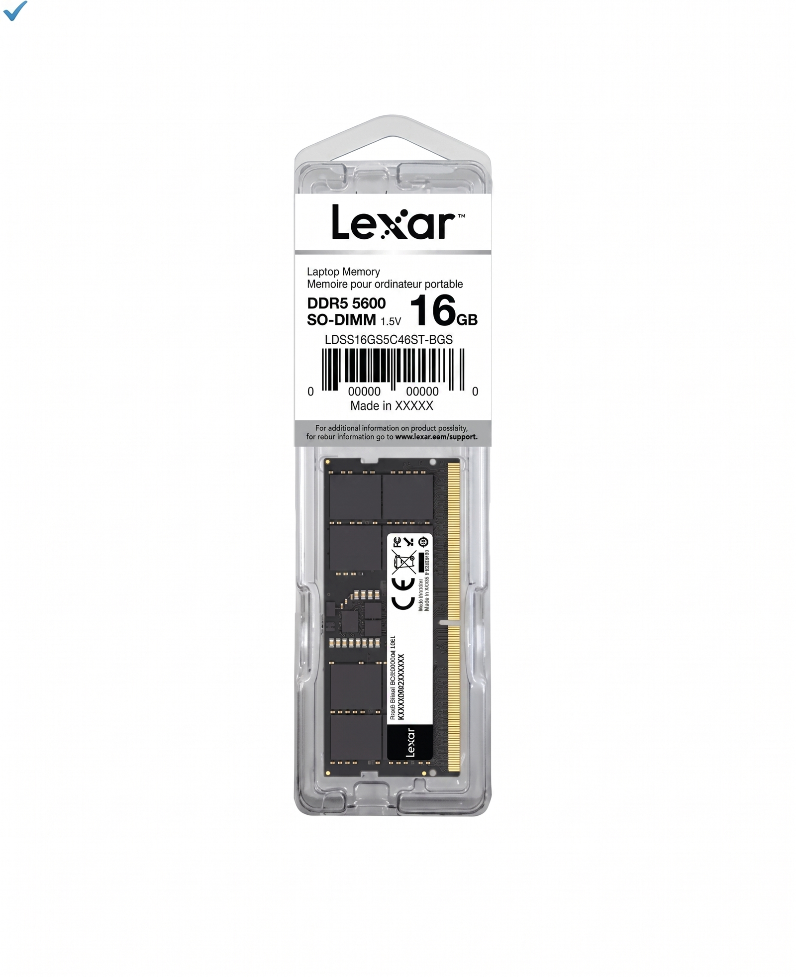 Lexar 16GB DDR5 5600MHz SODIMM notebook laptop memory RAM
